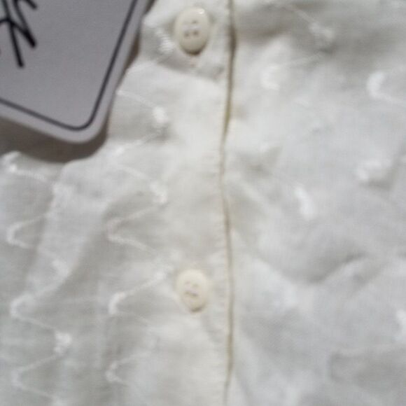 Plus Medium Off White Ecru Le Mieux Top Long Sleeve Button Down Women's - Picture 6 of 10